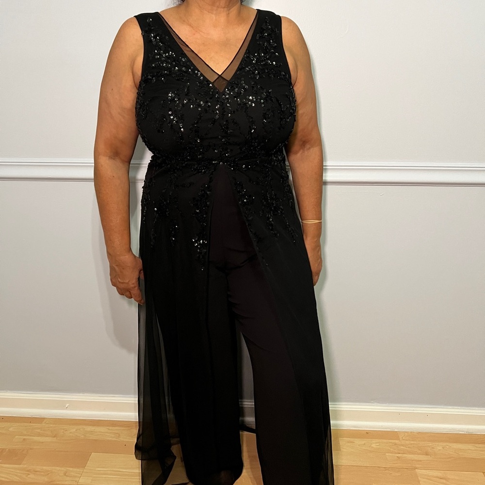 Elegant Black Sequin Jumpsuit